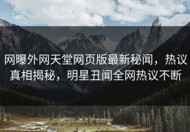 网曝外网天堂网页版最新秘闻，热议真相揭秘，明星丑闻全网热议不断