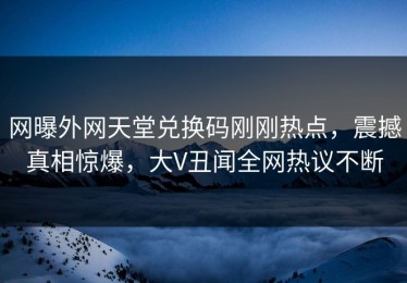 网曝外网天堂兑换码刚刚热点，震撼真相惊爆，大V丑闻全网热议不断