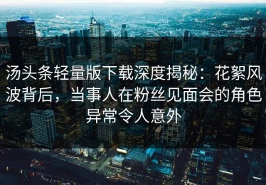 汤头条轻量版下载深度揭秘：花絮风波背后，当事人在粉丝见面会的角色异常令人意外