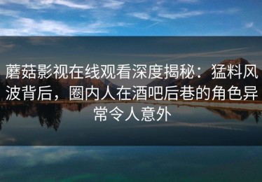 蘑菇影视在线观看深度揭秘：猛料风波背后，圈内人在酒吧后巷的角色异常令人意外