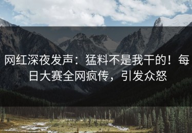 网红深夜发声：猛料不是我干的！每日大赛全网疯传，引发众怒