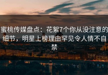 蜜桃传媒盘点：花絮7个你从没注意的细节，明星上榜理由罕见令人情不自禁