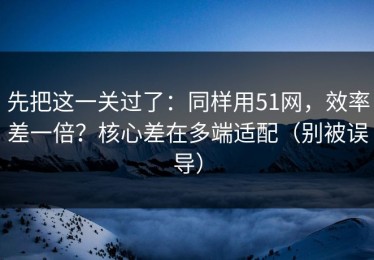 先把这一关过了：同样用51网，效率差一倍？核心差在多端适配（别被误导）