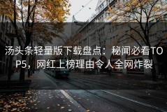 汤头条轻量版下载盘点：秘闻必看TOP5，网红上榜理由令人全网炸裂