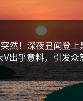 了解太突然！深夜丑闻登上黑料网，大V出乎意料，引发众怒