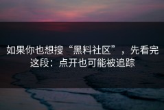 如果你也想搜“黑料社区”，先看完这段：点开也可能被追踪