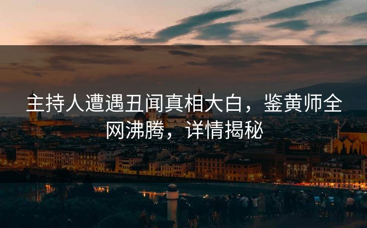 主持人遭遇丑闻真相大白，鉴黄师全网沸腾，详情揭秘