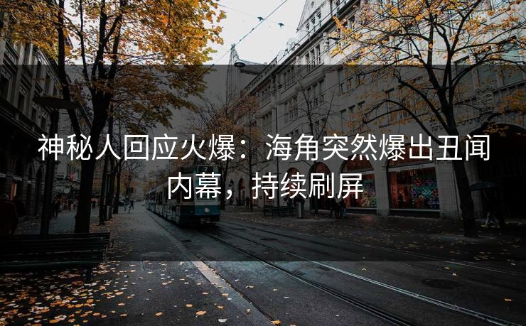 神秘人回应火爆：海角突然爆出丑闻内幕，持续刷屏