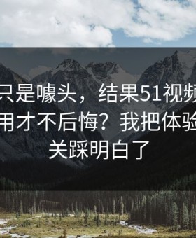 我以为只是噱头，结果51视频网站到底怎么用才不后悔？我把体验差异这关踩明白了