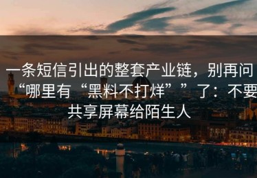 一条短信引出的整套产业链，别再问“哪里有“黑料不打烊””了：不要共享屏幕给陌生人