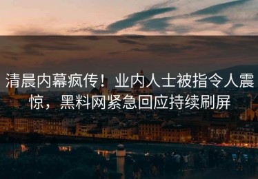 清晨内幕疯传！业内人士被指令人震惊，黑料网紧急回应持续刷屏