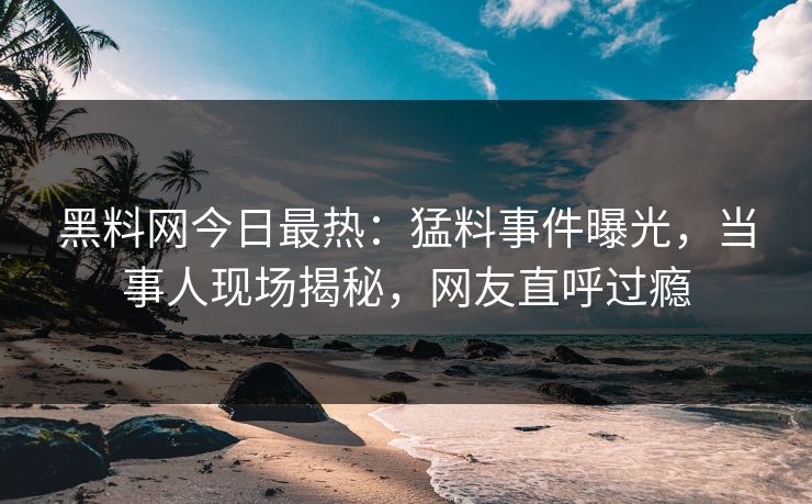 黑料网今日最热：猛料事件曝光，当事人现场揭秘，网友直呼过瘾