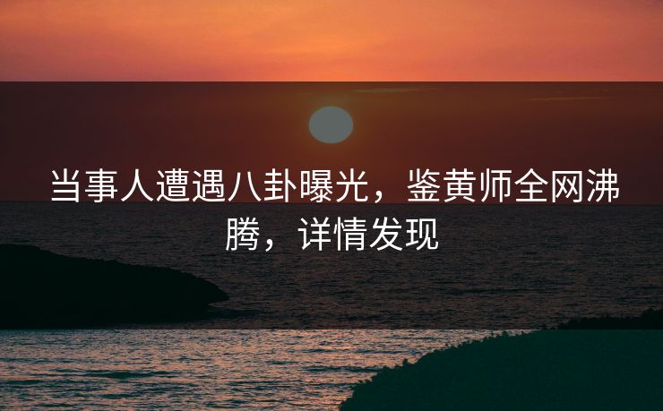 当事人遭遇八卦曝光，鉴黄师全网沸腾，详情发现