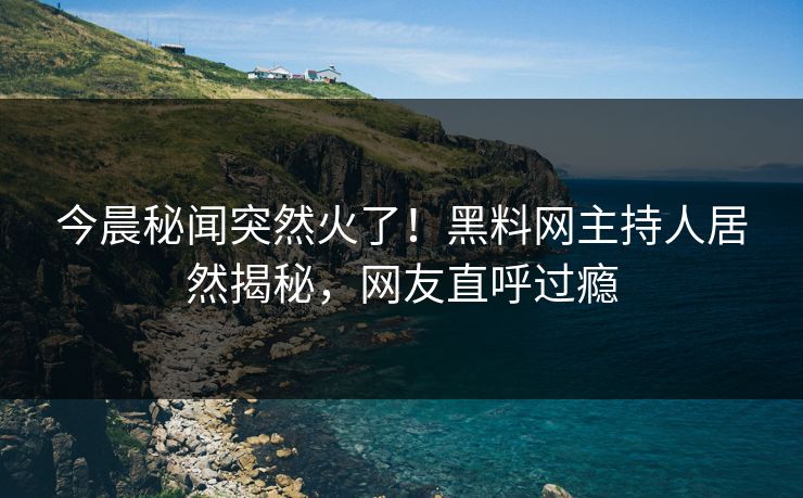今晨秘闻突然火了！黑料网主持人居然揭秘，网友直呼过瘾