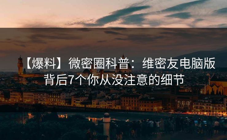 【爆料】微密圈科普：维密友电脑版背后7个你从没注意的细节